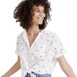 Madewell Strawberry Tie-Front Blouse